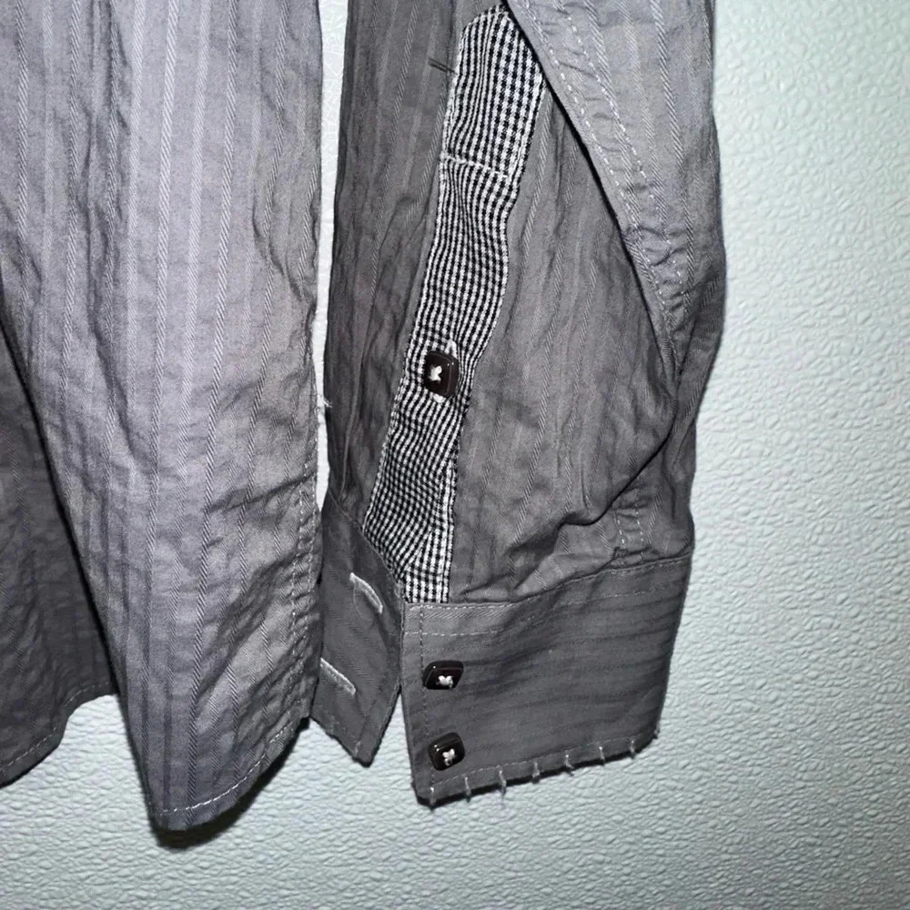Men's Patroncito Button Down Dress Shirt, Gray, Size M - Picture 11 of 13